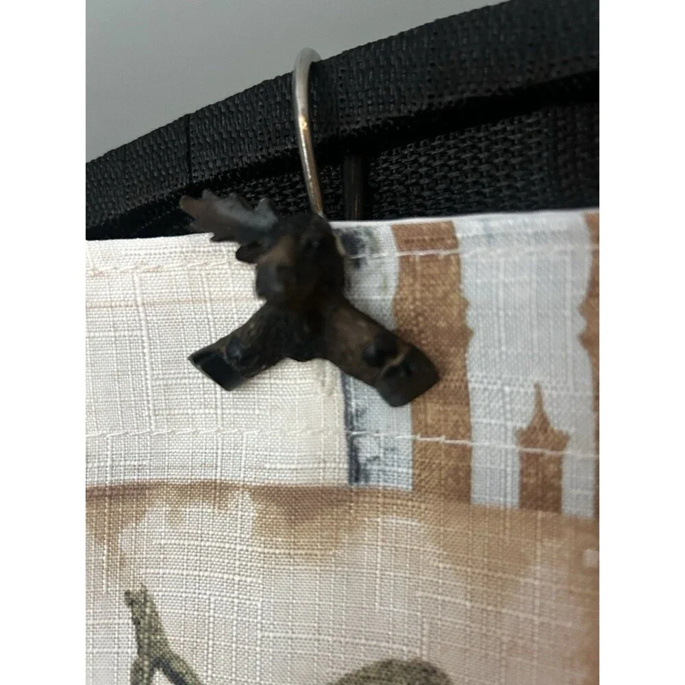 BACOVA Lodge Bear Moose Canoe Shower Curtain 72x72 w Liner & Wildlife Hooks Set